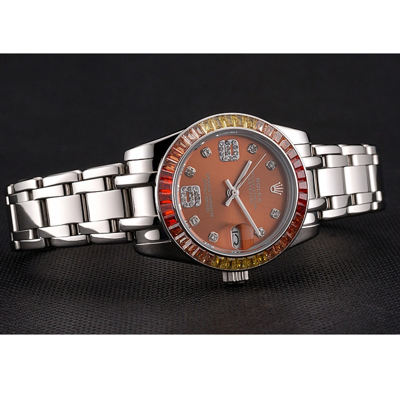 Good copy rolex watches Steel Rolex Datejust 39 Pearlmaster And Stainless Cognac Bracelet Case Dial 0626